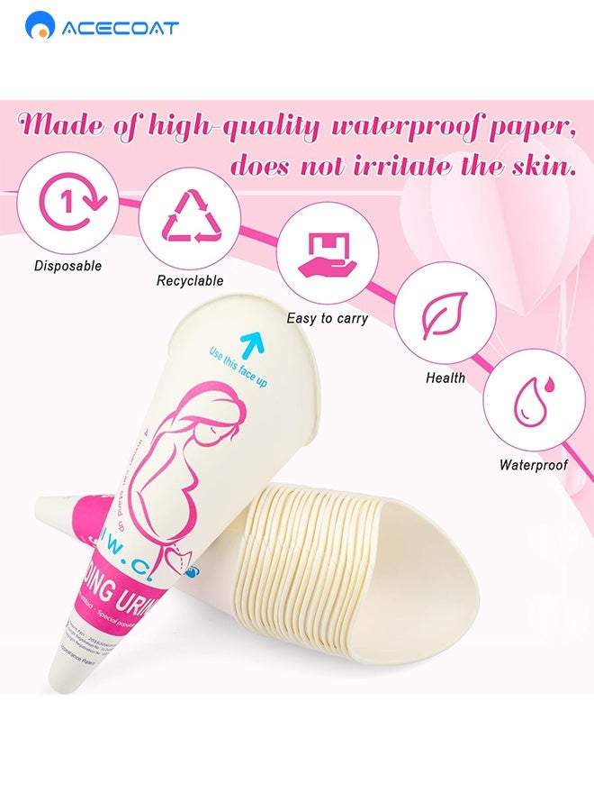 ACECOAT 20PCS Disposable Female Urination Device, Portable Girl Urinal Funnel Women Outside Pee Cup Waterproof Paper Standing Pee Disposable Cup Female Urinal For Camping, Hiking - Image 2